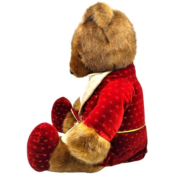 Applause Teddy Bear Red Evening Robe Slippers Vintage 1986 23 Inches Soft Plush - Picture 5 of 16